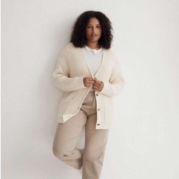 New Madewell Textural-Stitch V-Neck Cardigan Sweater XL - Picture 2 of 10